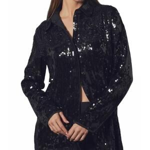 NEW ENDLESS ROSE sequins dress shirt in black
